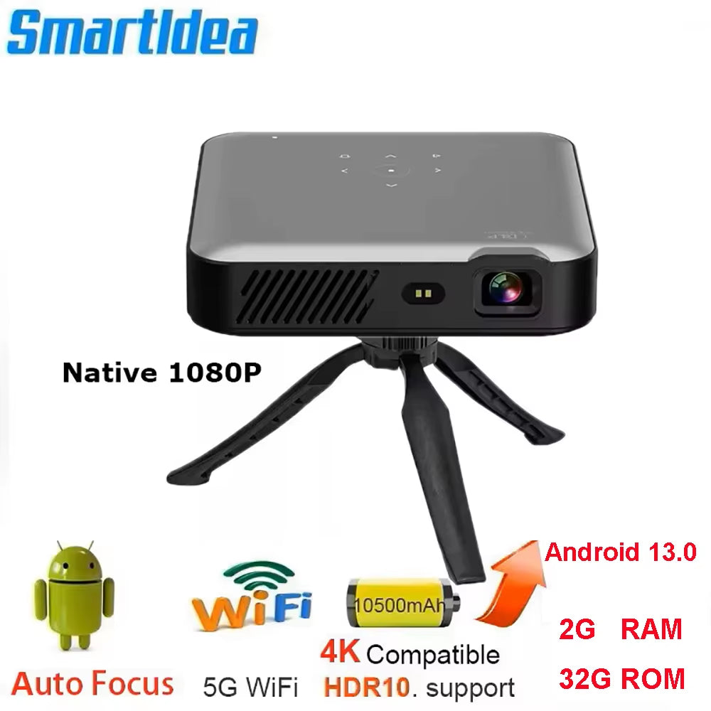 Full HD 4K 3D Smart Projector Auto Focus Android 9.0 5G Wifi DLP Proyector 10500Mah Battery Mobile Smartphone Beamer