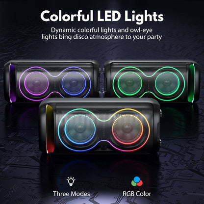 Large Party Speaker, Bluetooth Speaker with Dazzling Rgb Light, Two 6.5'' Subwoofer, T20
