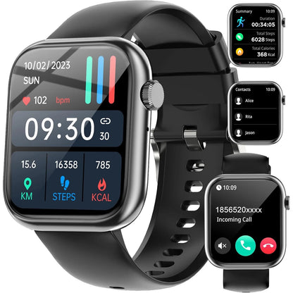 Smart Watch Answer/Make a Call Bluetooth Smart Watch for IOS Android Men'S and Women'S Watch Black